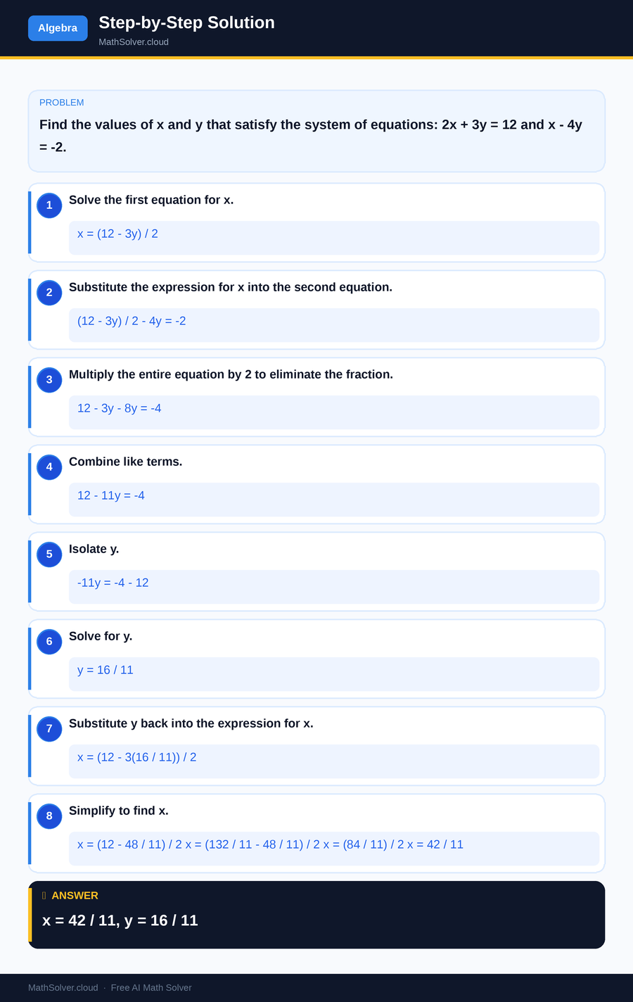 MathSolver solving example 2 — Algebra