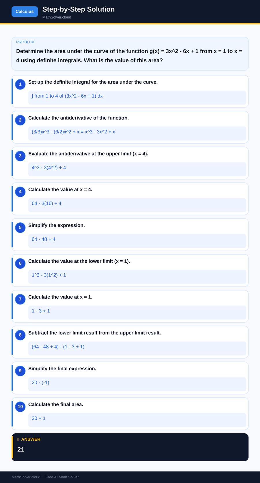 MathSolver solving example 2 — Calculus