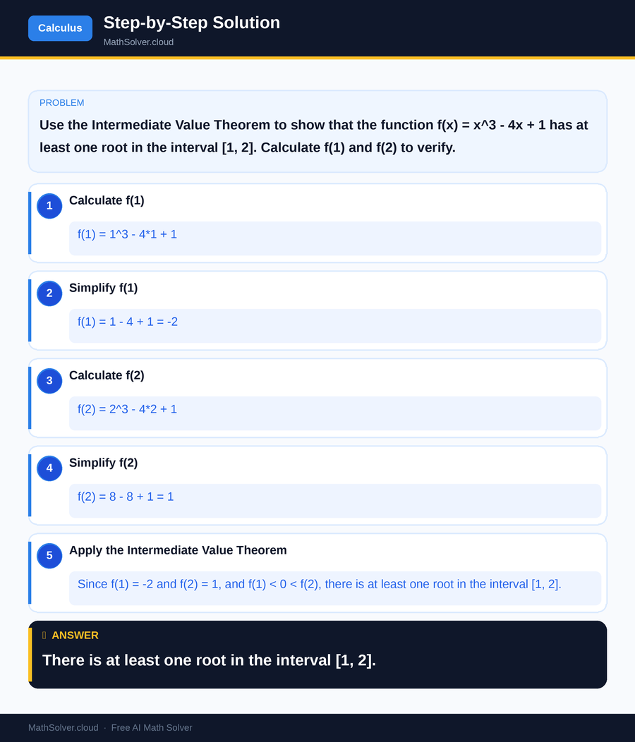 MathSolver solving example 1 — Calculus