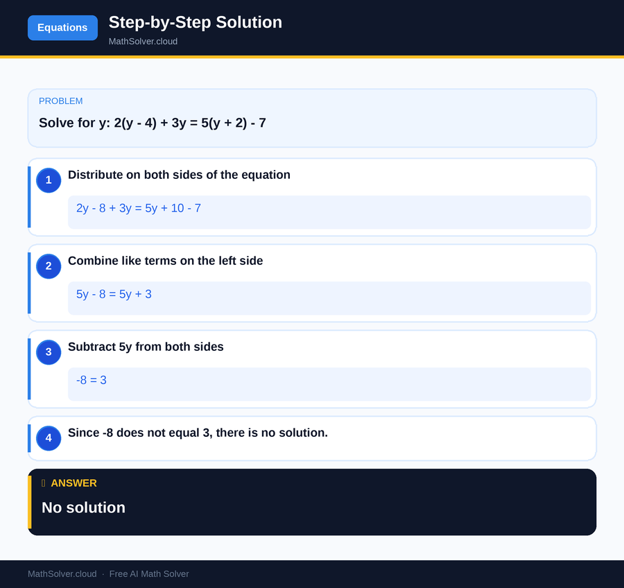 MathSolver solving example 2 — Equation Solving