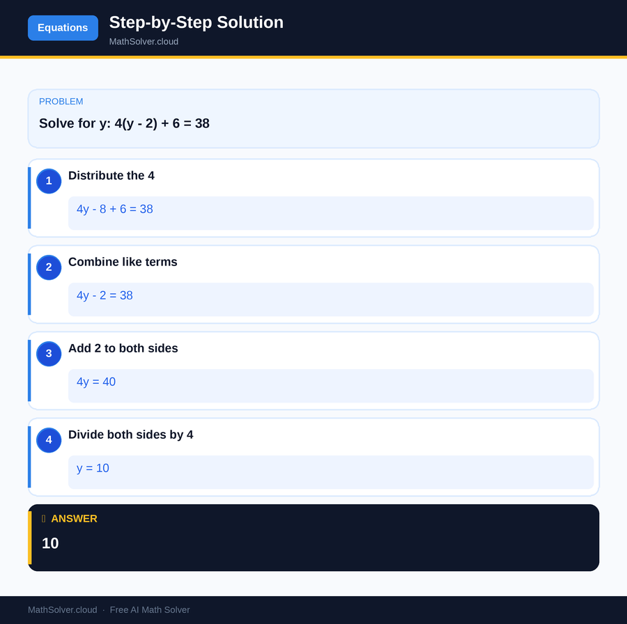 MathSolver solving example 2 — Equation Solving