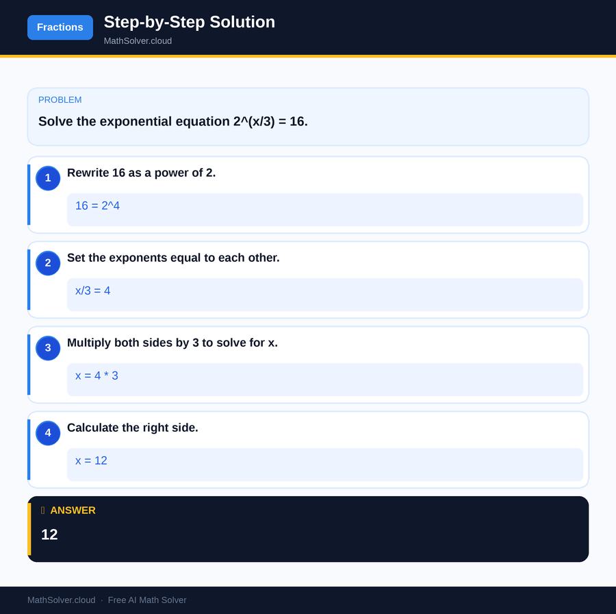 MathSolver solving example 2 — Arithmetic & Fractions