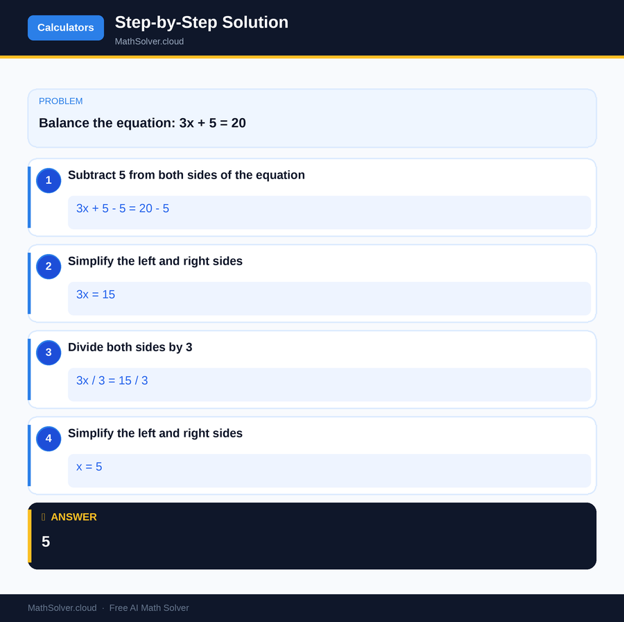 MathSolver solving example 1 — Online Calculators