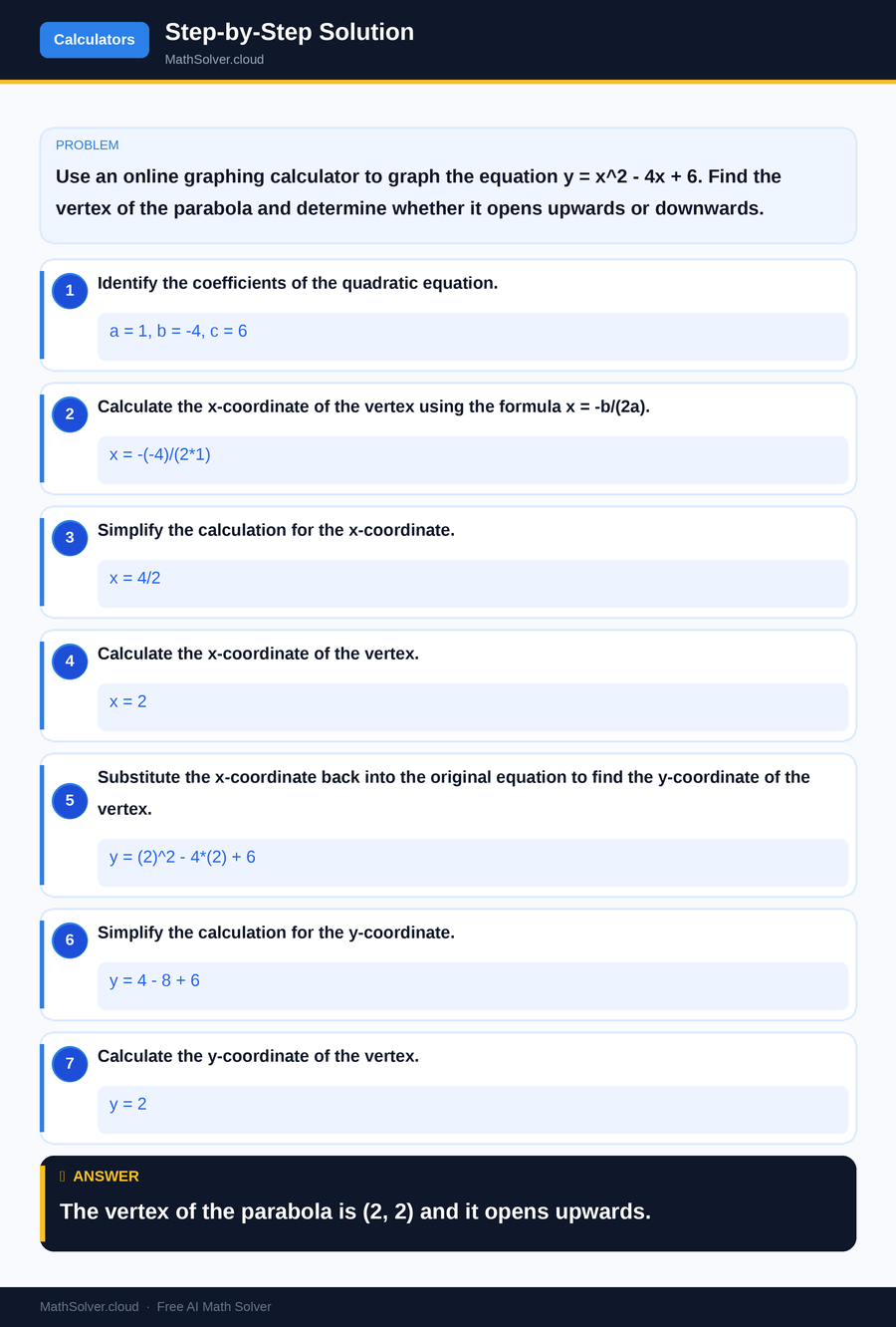 MathSolver solving example 2 — Online Calculators