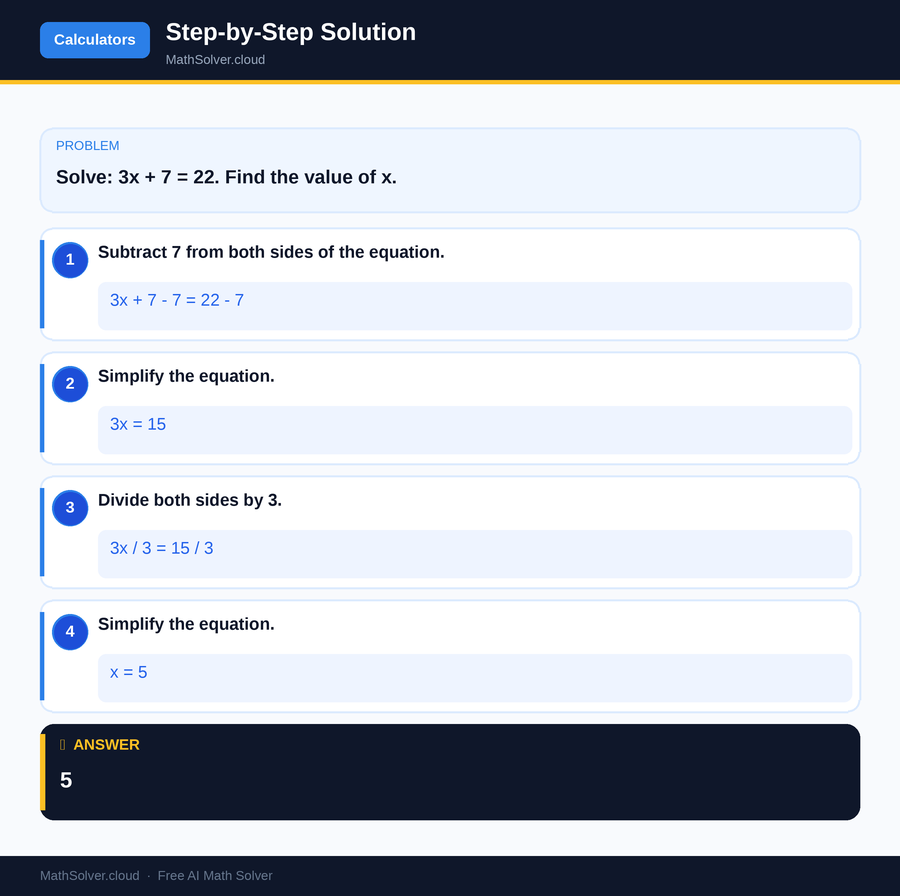 MathSolver solving example 1 — Online Calculators