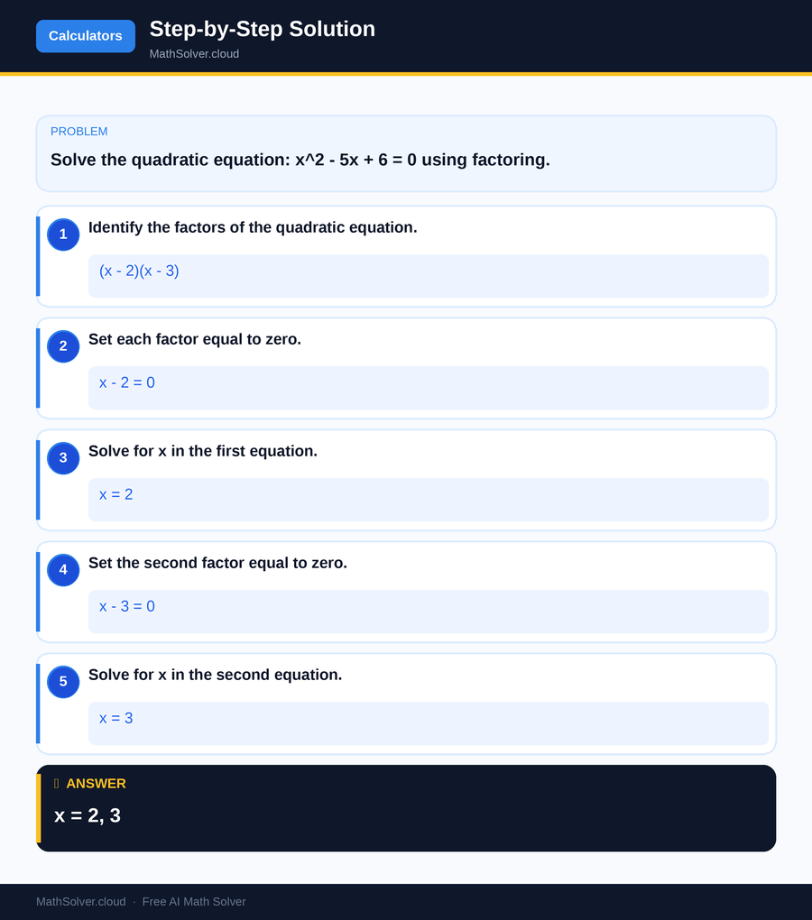 MathSolver solving example 2 — Online Calculators
