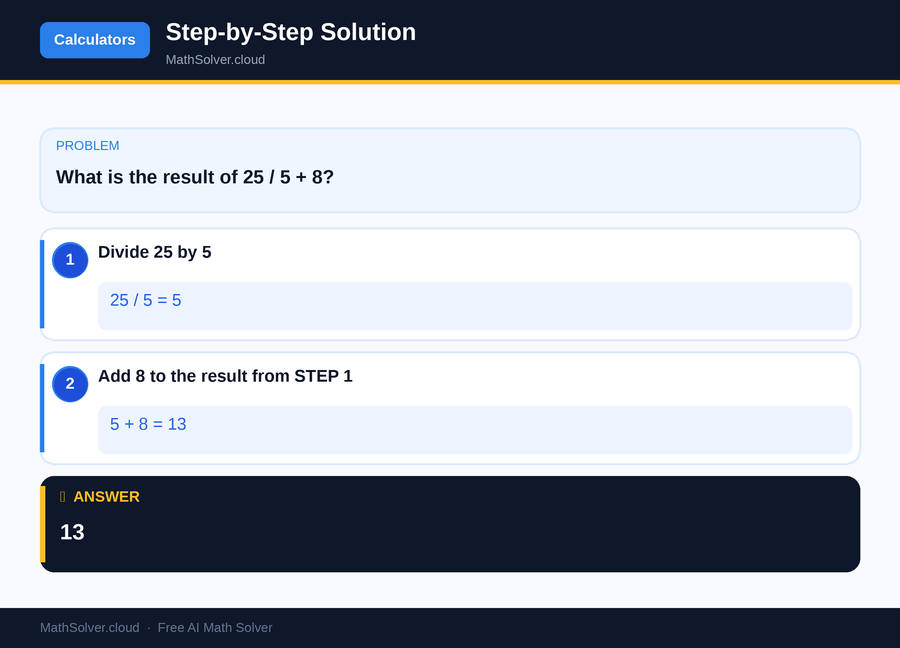 MathSolver solving example 1 — Online Calculators