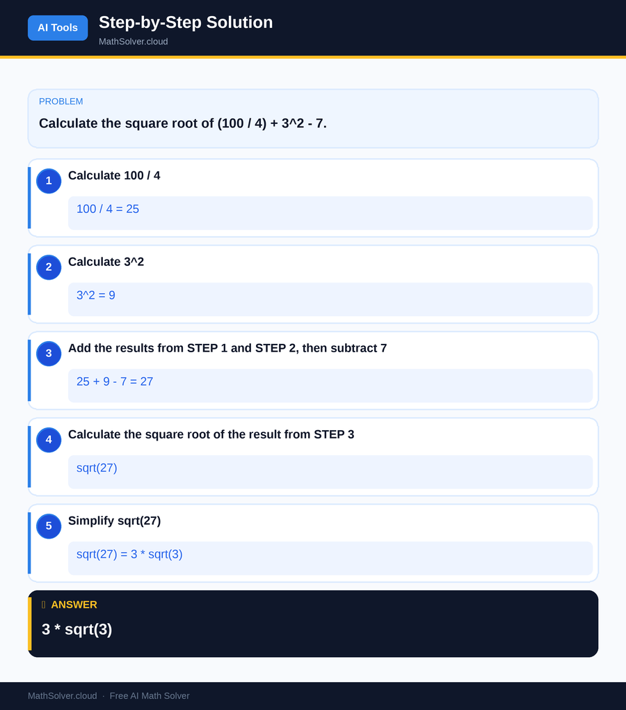 MathSolver solving example 2 — AI Tools & Comparison