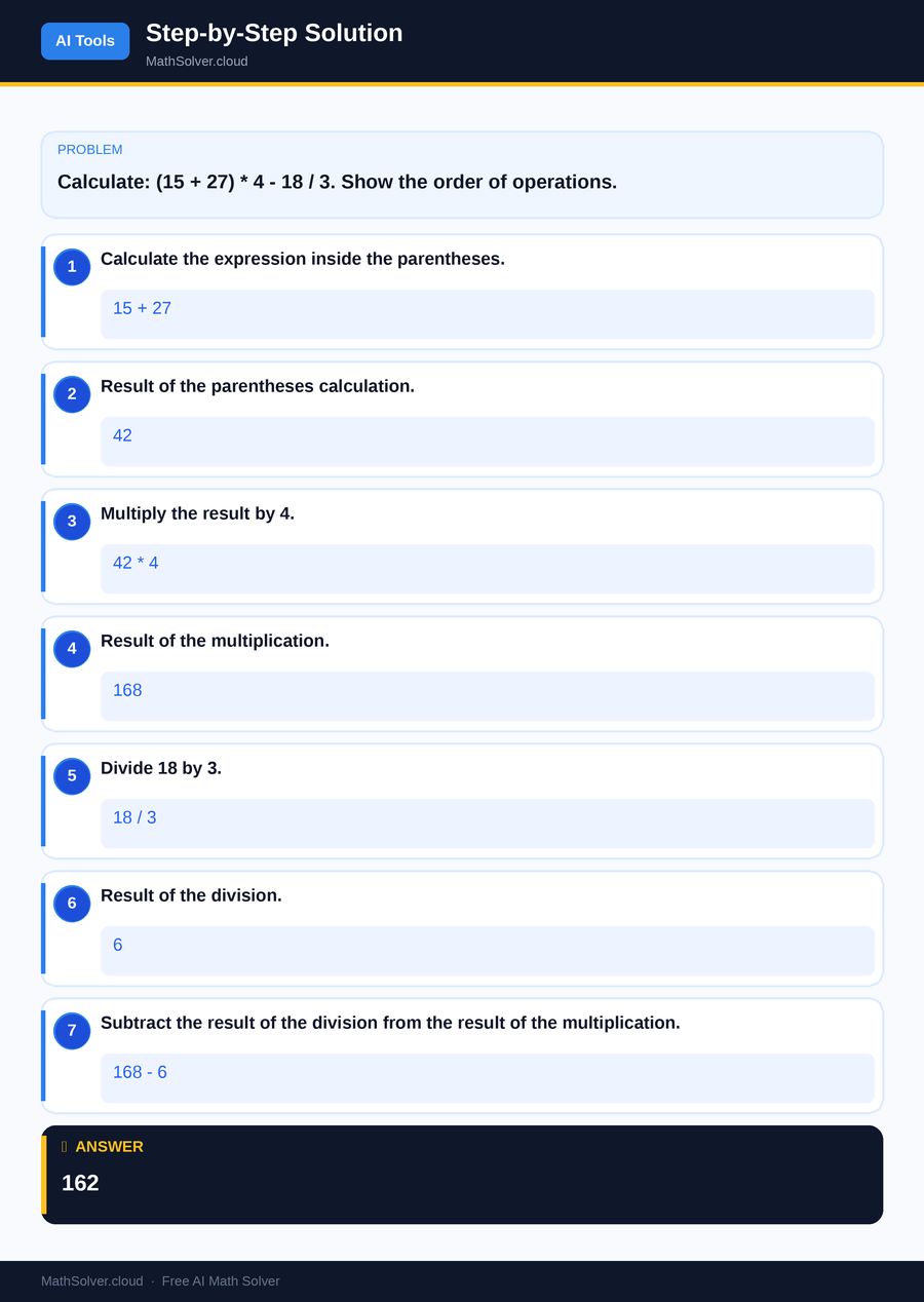 MathSolver solving example 1 — AI Tools & Comparison