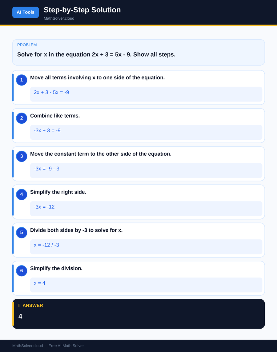 MathSolver solving example 2 — AI Tools & Comparison