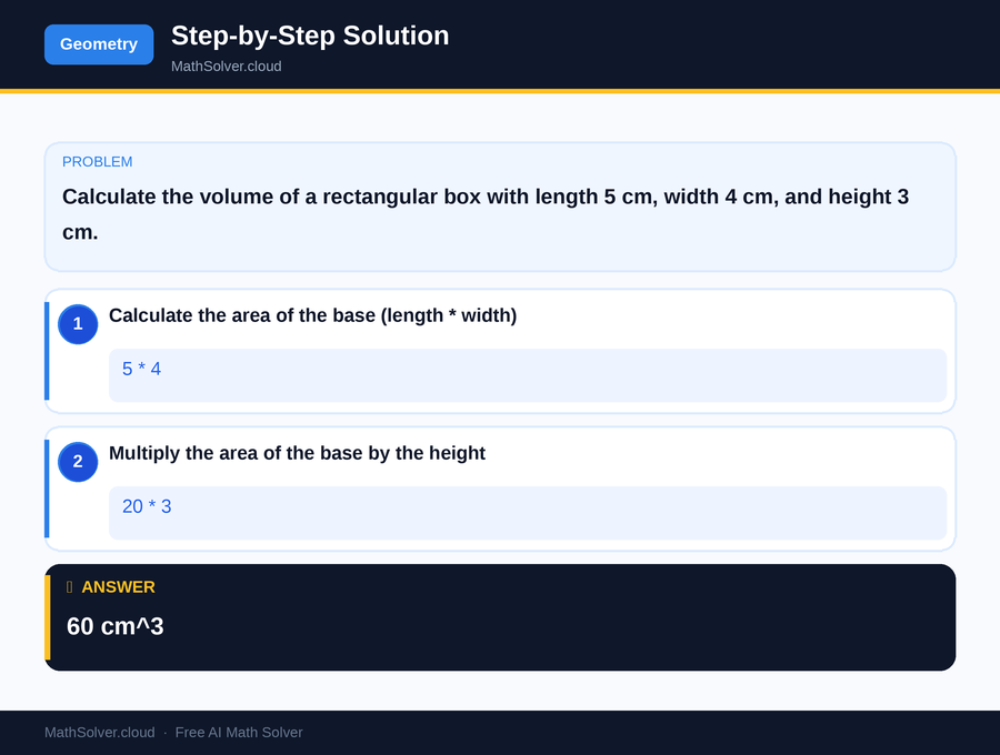 MathSolver solving example 1 — Geometry