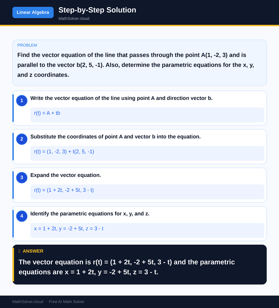 MathSolver solving example 2 — Matrix & Linear Algebra