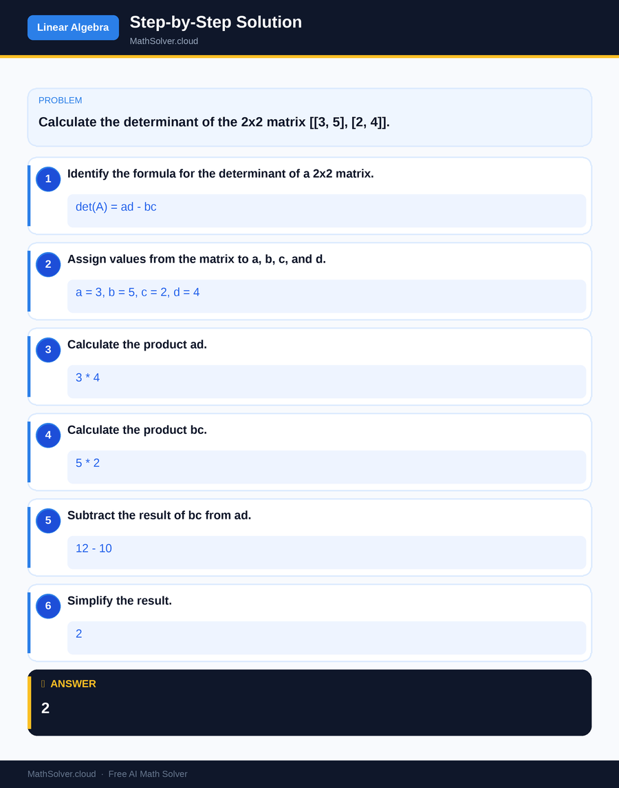 MathSolver solving example 1 — Matrix & Linear Algebra
