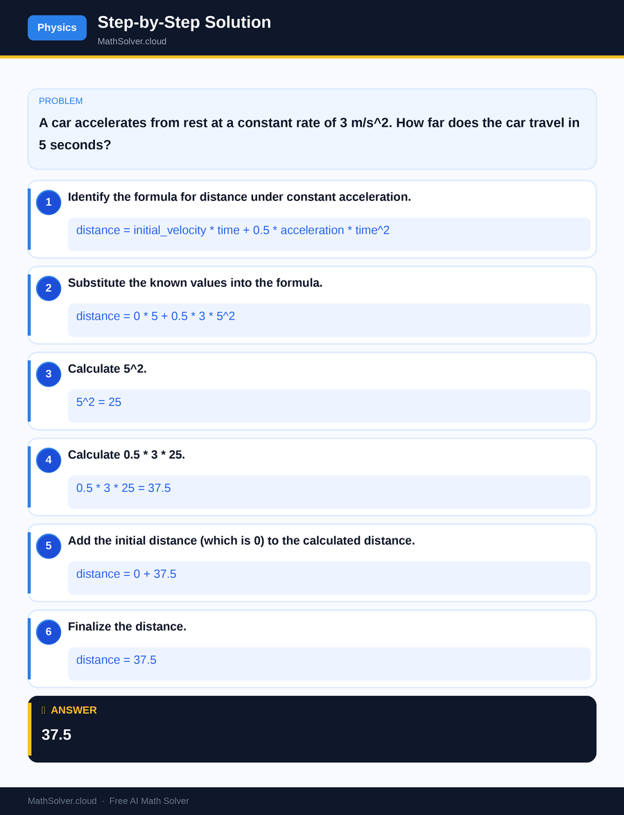 MathSolver solving example 1 — Physics & Formulas