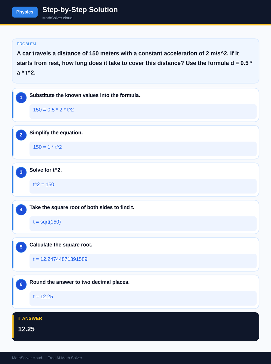 MathSolver solving example 2 — Physics & Formulas