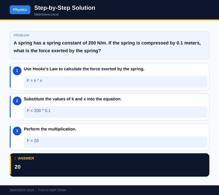 MathSolver solving example 1 — Physics & Formulas