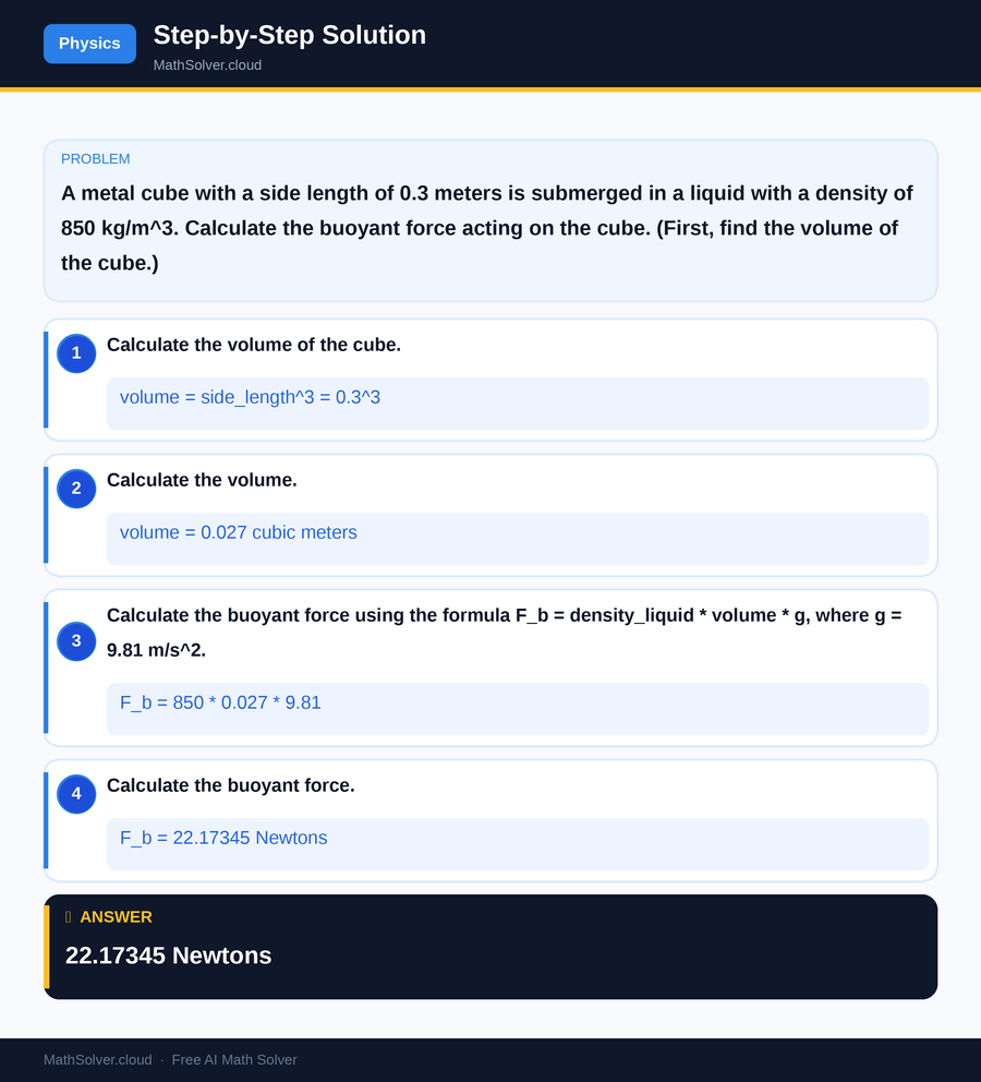 MathSolver solving example 2 — Physics & Formulas