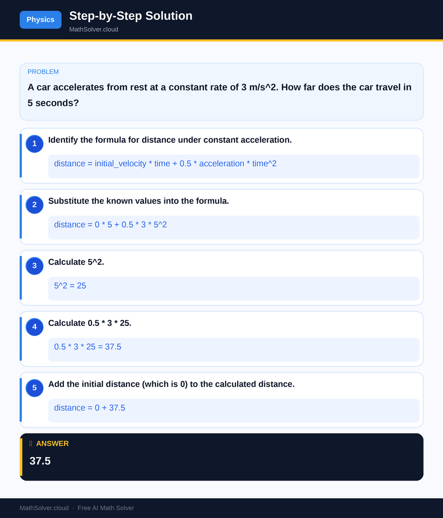 MathSolver solving example 1 — Physics & Formulas