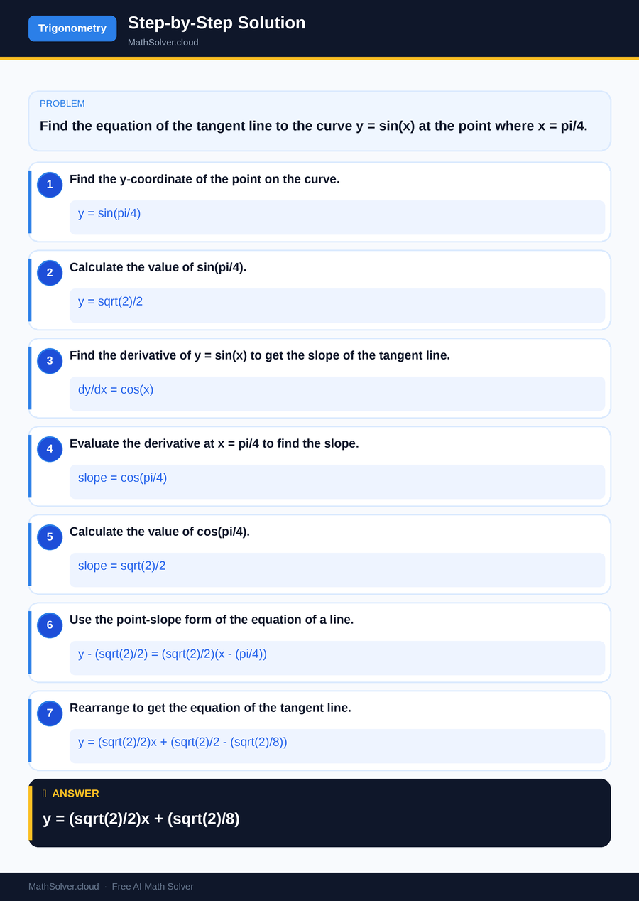 MathSolver solving example 1 — Trigonometry