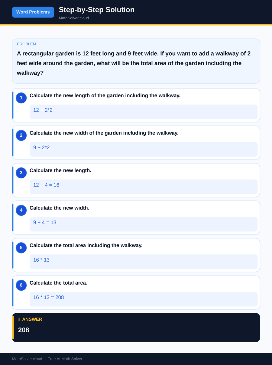 MathSolver solving example 2 — Word Problems & Homework